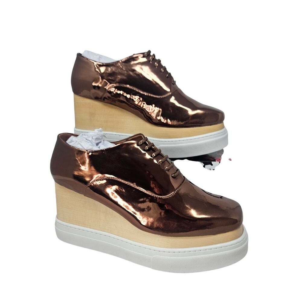 NEW Jeffrey Campbell Free People 10 Kirby Bronze Platform Patent Leather Glam